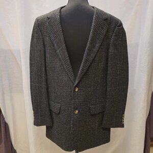 Bill Blass heavy tweed wool blazer jacket coat gray vintage size 40.